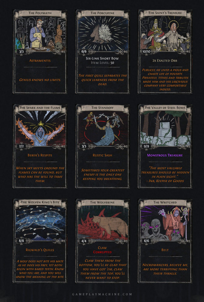 PoE Path of Exile Divination Cards, div card