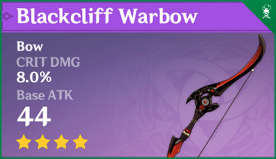 Genshin Impact Weapons Bow Blackcliff Warbow Critical Damage weapon Ganyu Main DPS